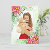 赤いポインセチアの写真フレーム シーズンカード (スタンド正面)