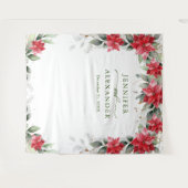 赤いポインセチアの冬の結婚式　写真撮影用背景 タペストリー (正面(横))