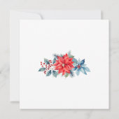 赤いポインセチアの水彩クリスマス 招待状 (裏面)