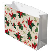 赤いポインセチアの花と聖離れなる贈り物 ラージペーパーバッグ (裏面アングル)