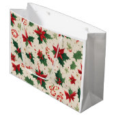 赤いポインセチアの花と聖離れなる贈り物 ラージペーパーバッグ (正面アングル)