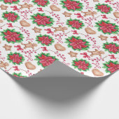 赤いポインセチアの花のクリスマスギフト ラッピングペーパー (角)
