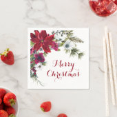 赤いポインセチアの花飾りで楽しいクリスマス・パーティ スタンダードカクテルナプキン (インサイチュ)