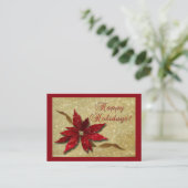 赤いポインセチアの金ゴールド 名刺 (スタンド正面)