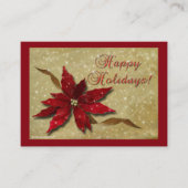 赤いポインセチアの金ゴールド 名刺 (正面)
