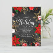 赤いポインセチアの雪の結晶のオーナメント ホリデーシーズン 招待状 (スタンド正面)