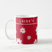 赤いポインセチア模様マグカップ コーヒーマグカップ (左)