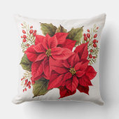 赤いポインセチア クッション (正面)