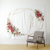 赤いポインセチア ゴールド ブライダル シャワー フォトブース プロップ タペストリー (インサイチュ(横))