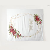 赤いポインセチア ゴールド ブライダル シャワー フォトブース プロップ タペストリー (正面(横))