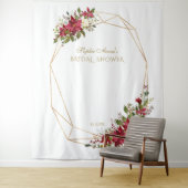 赤いポインセチア ゴールド ブライダル シャワー フォトブース プロップ タペストリー (インサイチュ)