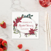 赤いポインセチア メリークリスマス ブライダルシャワー ペーパー スタンダードカクテルナプキン (インサイチュ)