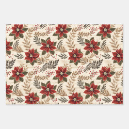 赤いポインセチア ラッピングペーパーシート