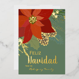 赤いポインセチア Feliz Navidad 金箔 ホリデー カー