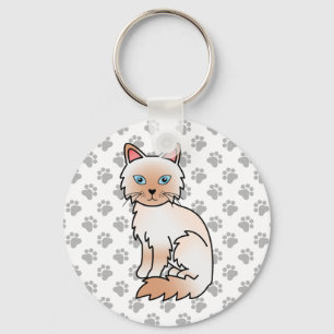 赤いポイントのビルマ猫/ラグドール かわいい猫のイラスト キーホルダー
