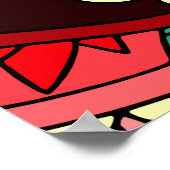 赤いポスターのマンダラパターン02 ポスター (角)