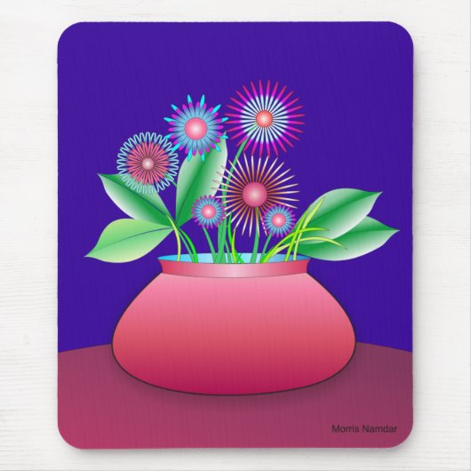 赤いポットのmousepadの森林花 マウスパッド (正面)