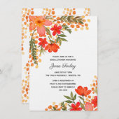 赤いポップ・アートのフローラのブライダルシャワー招待状 招待状 (正面/裏面)