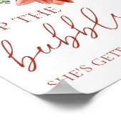 赤いポップ・アートの冬の彼女がハビーを得ている泡立ち ポスター (角)