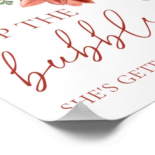 赤いポップ・アートの冬の彼女がハビーを得ている泡立ち ポスター (角)