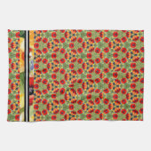 赤いポピーがミックスnマッチ色彩の鮮やかデザイン キッチンタオル (横)