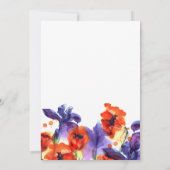 赤いポピーと紫のアイリス 水彩画のSave the Date セーブザデート (裏面)