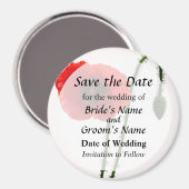 赤いポピーと花芽のSave the Date マグネット (正面/裏面)