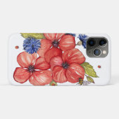 赤いポピーと青いヤグルマギクの水彩画 Case-Mate iPhoneケース (裏面(横))