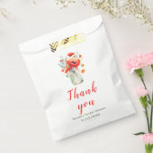 赤いポピーのかわいいウェディングシャワーのお礼袋 フェイバーバッグ (封をした状態)