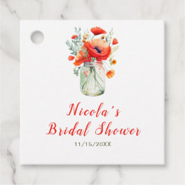 赤いポピーのかわいいウェディングシャワープレゼント フェイバータグ