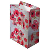 赤いポピーのはな 花柄の紙パーティプレート ミディアムペーパーバッグ (裏面アングル)