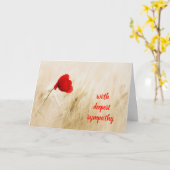 赤いポピーのオープンフィールドと最も深い悔やみや弔慰 カード (黄色い花)