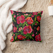 赤いポピーのガーデン枕 クッション (ブランケット)