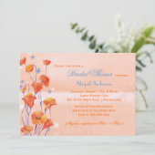 赤いポピーのサーモン色ブライダルシャワー 招待状 (スタンド正面)