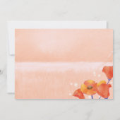 赤いポピーのサーモン色ブライダルシャワー 招待状 (裏面)