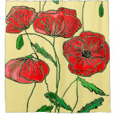 赤いポピーのシャワーカーテン – あなたの色 シャワーカーテン (正面)