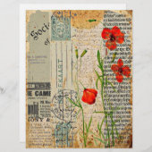 赤いポピーのジャンクジャーナルのコラージュ (正面/裏面)