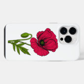 赤いポピーのドローイング iPhoneケース (裏面横)