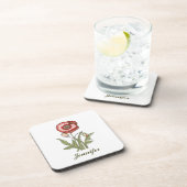 赤いポピーのパーソナル化 コースター (右側)