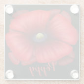 赤いポピーのフラワーアートガラスパーソナライズされたコースター ガラスコースター (裏面)