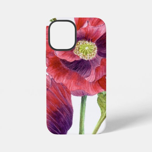 赤いポピーのフラワーアート iPhoneケース (裏面)