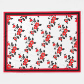 赤いポピーのフリーススローと赤い白黒 フリースブランケット (正面(横))