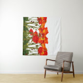 赤いポピーの列の孤立したアート、背景、美 タペストリー (インサイチュ(横))