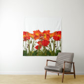 赤いポピーの列の孤立したアート、背景、美 タペストリー (インサイチュ)