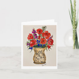 赤いポピーの折り畳み絵画ノートカードオリジナル ノートカード