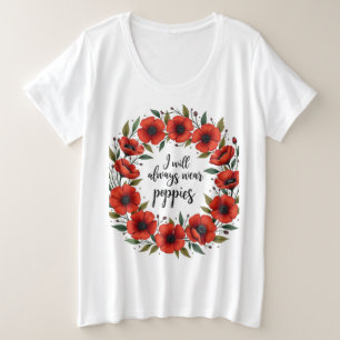 赤いポピーの敬意を表す退役軍人 プラスサイズTシャツ