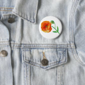 赤いポピーの植物水色のアートバッジ 缶バッジ (インサイチュ)