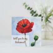 赤いポピーの水の色のフローラルカード 招待状 (スタンド正面)