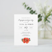 赤いポピーの水の色の婚約パーティ ポストカード (スタンド正面)