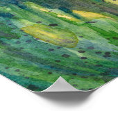 赤いポピーの水の色の花のウ色彩の鮮やかィンドウ ポスター (角)